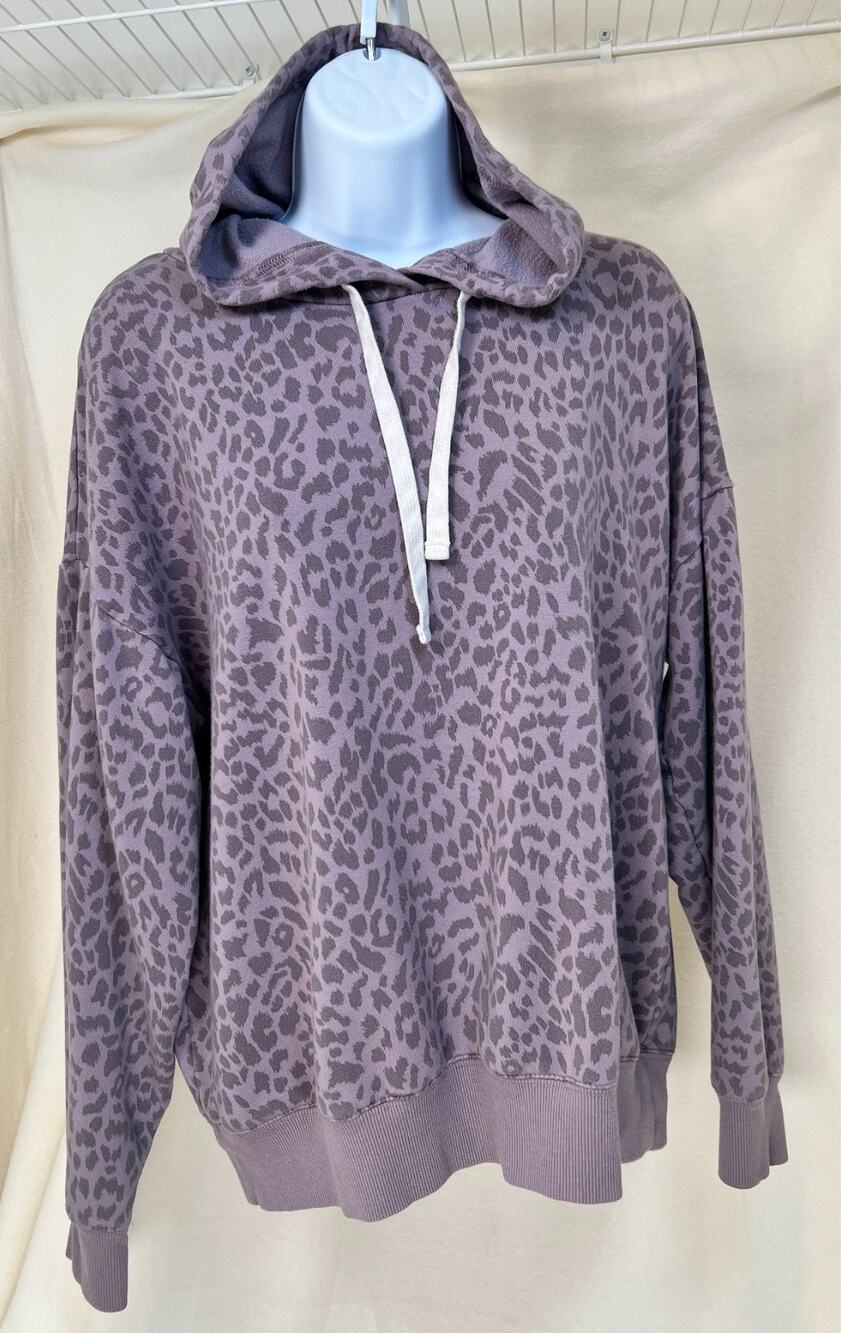 Buffalo David Bitton Purple Leopard Print Hoodie Sweatshirt Womens Medium